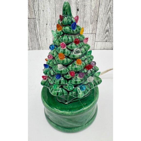 Vintage Mini Ceramic Christmas Tree Light Up Electric - Picture 1 of 5